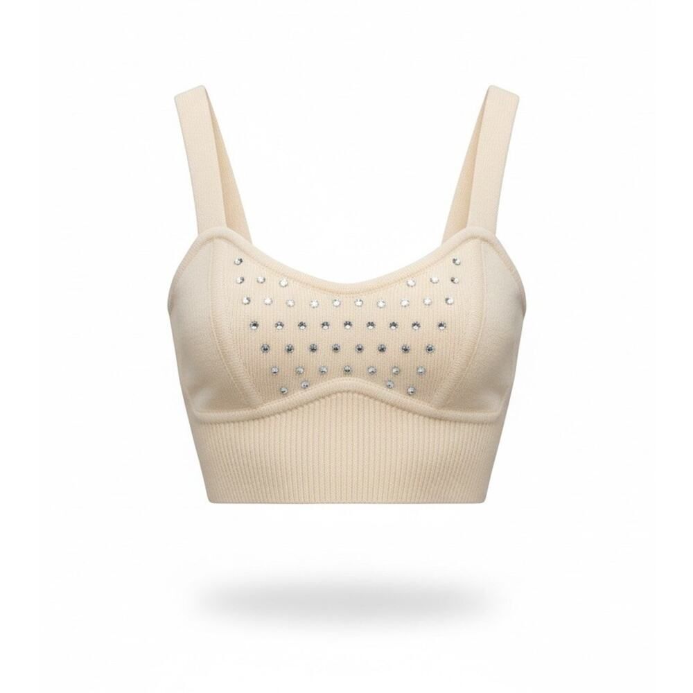 NWT INTERMIX Ivory Wool Cashmere Kelly Bralette Crop Top S